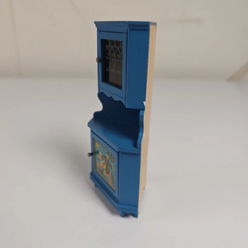 Lundby Blue Leksand Corner Cabinet with Opening Top Dala Folk Art Vintage 70s